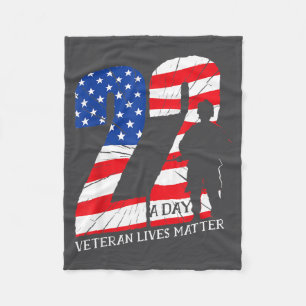 Veterans Lives 22 A Day Suicide Awareness Ptsd  Fleece Blanket