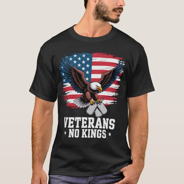 Veterans No Kings American Eagle  T-Shirt (Front)