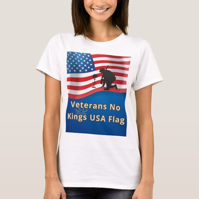 Veterans No Kings USA Flag T-Shirt (Front)