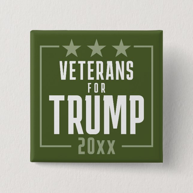 Veterans olive green for Trump - 2024 15 Cm Square Badge (Front)