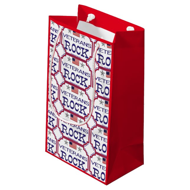 Veterans Rock Small Gift Bag (Back Angled)