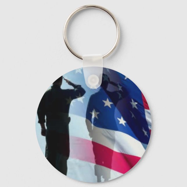 Veterans Salute the Flag Patriotic Key Ring (Front)