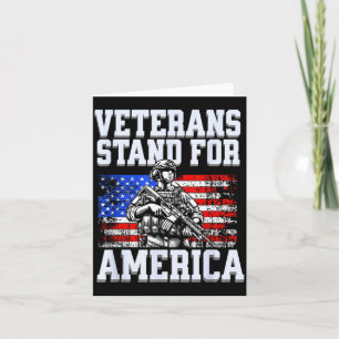 Veterans stand for america patriotic army soldier card