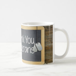 veterans thank you on black chalkboard coffee mug
