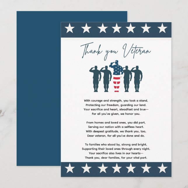Veterans Thank You | Patriotic Appreciation (Front/Back)
