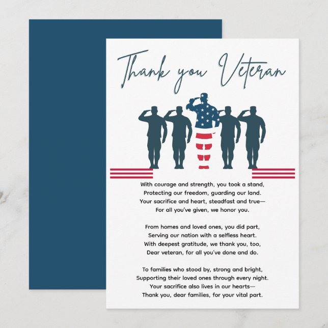 Veterans Thank You | Patriotic Appreciation (Front/Back)