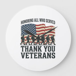 Veterans Thank You Patriotic Military Flag Shirt D Large Clock