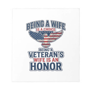 Veterans Wife Honour Patriotic Eagle Shirt Notepad