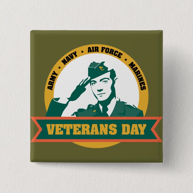 Veterens Day 15 Cm Square Badge (Front)