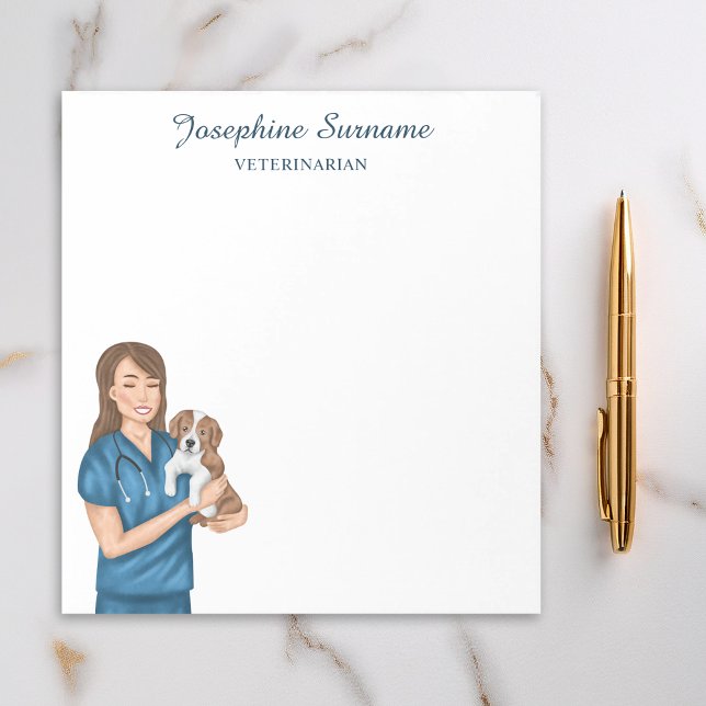 Veterinarian Animal Doctor Vet Woman With A Puppy Notepad (Creator Uploaded)