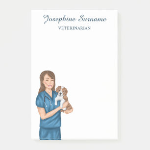 Veterinarian Animal Doctor Vet Woman With A Puppy Post-it Notes