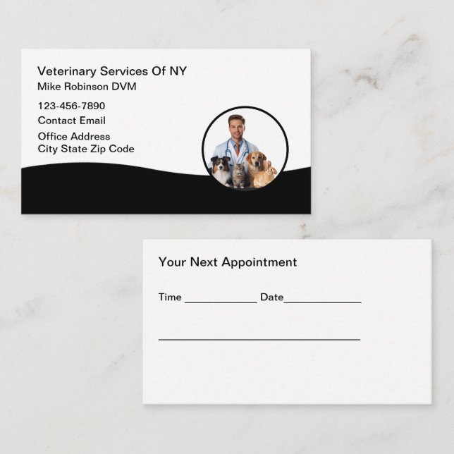 Veterinarian Animal Hospital Appointment Cards (Front/Back)