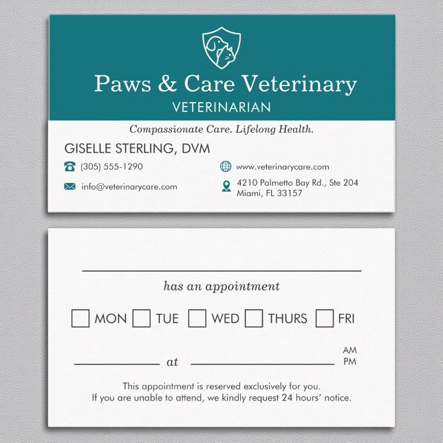 Veterinarian Animal Office Appointment Reminder Business Card (Creator Uploaded)