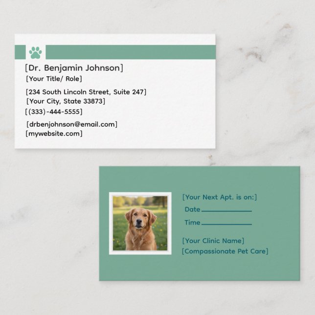 Veterinarian Appointment Card | Photo Template (Front/Back)