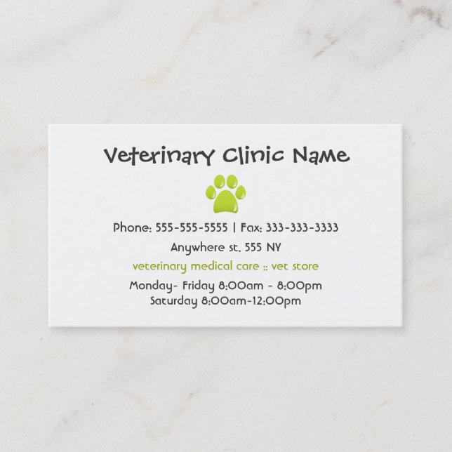 Veterinarian Business Card (Front)