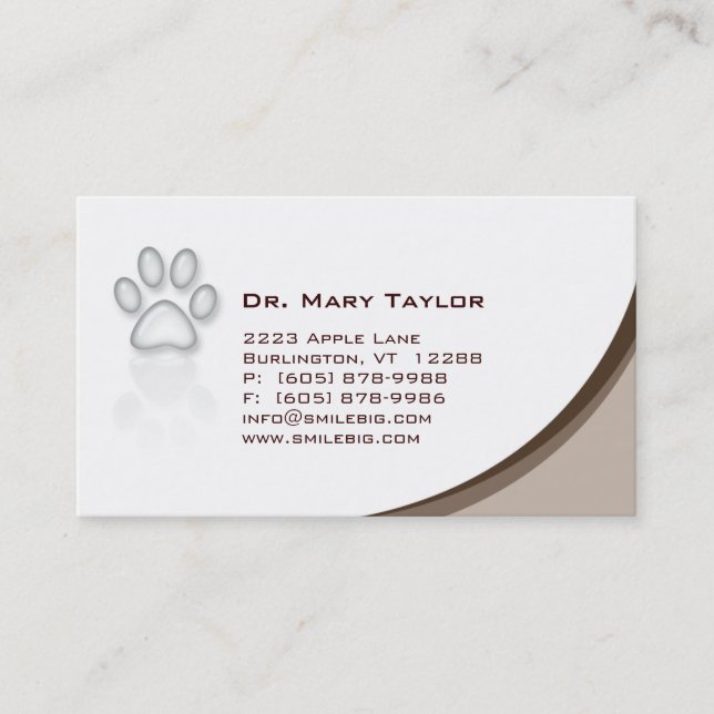 Veterinarian Business Card brown curve (Front)