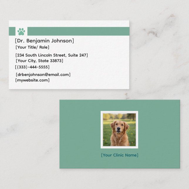 Veterinarian Business Card | Photo Logo (Front/Back)