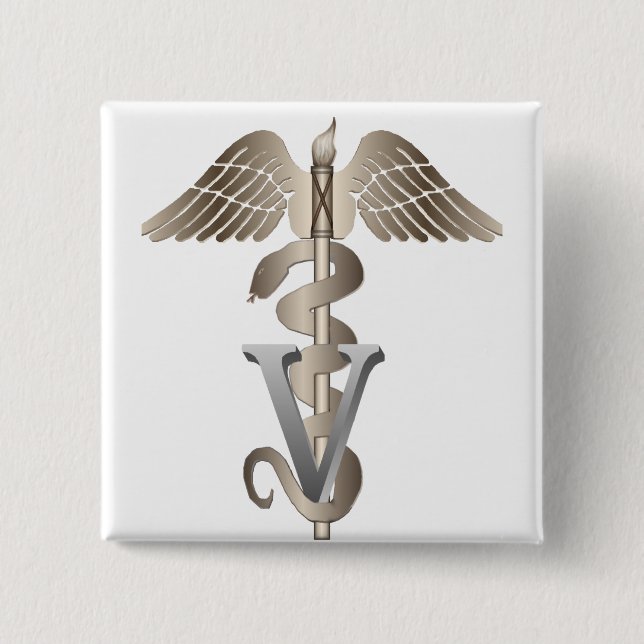 Veterinarian Caduceus 15 Cm Square Badge (Front)
