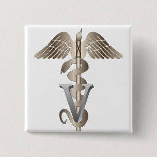 Veterinarian Caduceus 15 Cm Square Badge