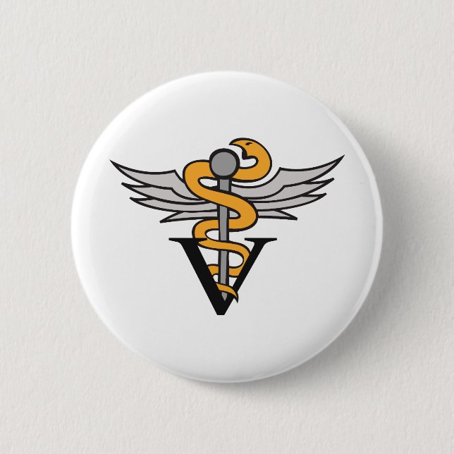 VETERINARIAN CADUCEUS 6 CM ROUND BADGE (Front)