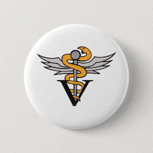 VETERINARIAN CADUCEUS 6 CM ROUND BADGE