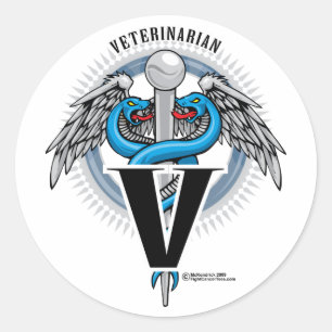 Veterinarian Caduceus Classic Round Sticker