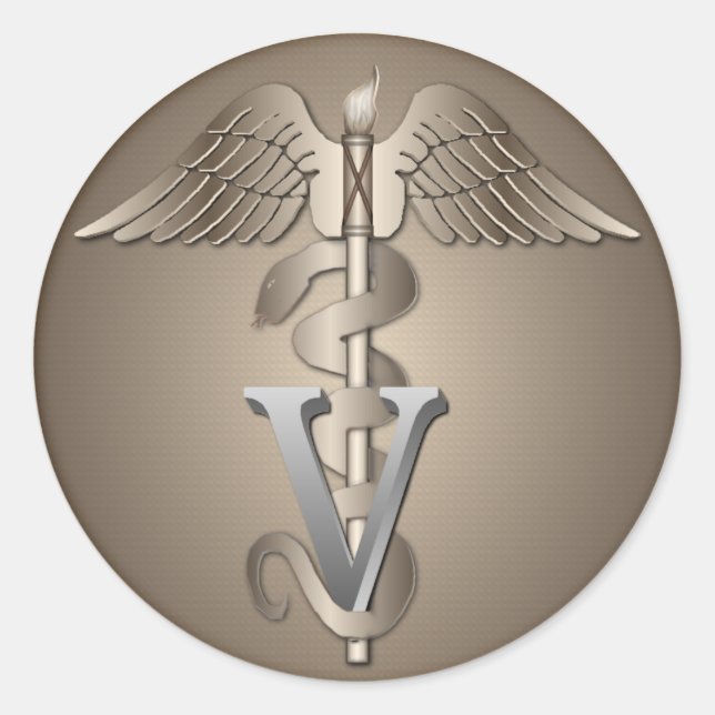 Veterinarian Caduceus Classic Round Sticker (Front)