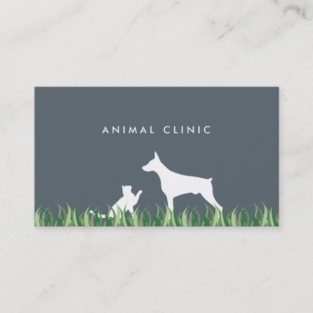 Veterinarian Cat & Dog grass ı business card (Front)