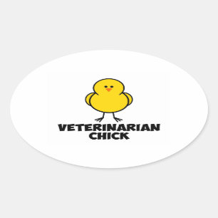 Veterinarian Chick Oval Sticker