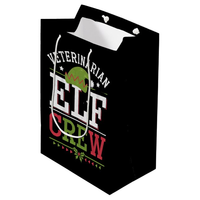 Veterinarian Christmas Elf Veterinary Technician  Medium Gift Bag (Front Angled)