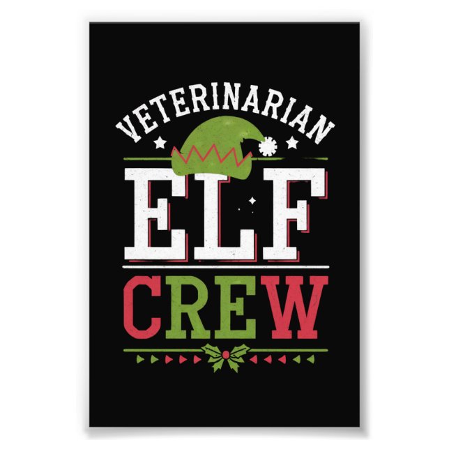 Veterinarian Christmas Elf Veterinary Technician  Photo Print (Front)