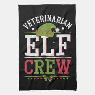 Veterinarian Christmas Elf Veterinary Technician  Tea Towel