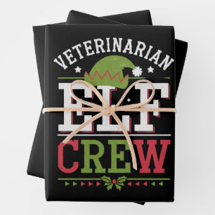 Veterinarian Christmas Elf Veterinary Technician  Wrapping Paper Sheet