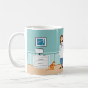 Veterinarian Clinic Vet Doctor Woman Custom Name Coffee Mug