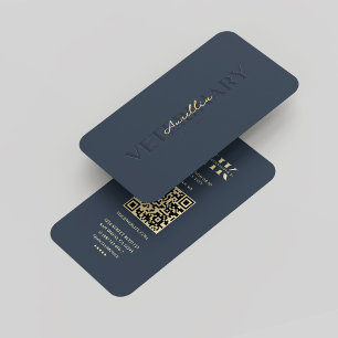 Veterinarian Dark Blue Veterinary Monogram Modern Business Card