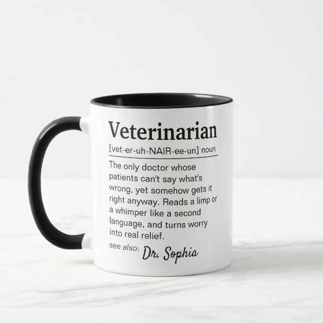 Veterinarian Definition Personalised Appreciation Mug (Left)