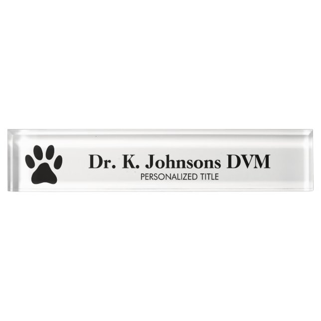 Veterinarian desk name plate for veterinary clinic (Front)