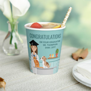 Veterinarian Doctor Graduate Vet DVM Graduation Paper Cups