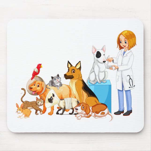 Veterinarian dogs being treated mouse mat (Front)