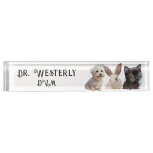 Veterinarian DVM Dog Cat Bunny Nameplate