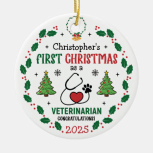 Veterinarian First Christmas Personalized Ornament