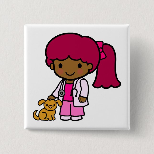 Veterinarian Girl 15 Cm Square Badge (Front)