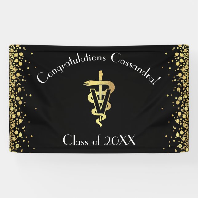 Veterinarian Gold Graduation Banner (Horizontal)