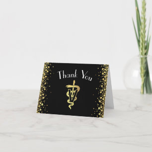 Veterinarian Gold Graduation Thank You Card