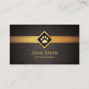 Veterinarian Gold Paw Monogram Pet Care Vet Business Card