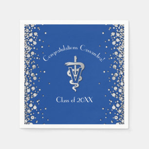 Veterinarian Graduation Blue Silver Napkin