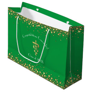 Veterinarian Graduation Green Gold Large Gift Bag