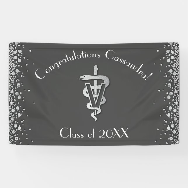Veterinarian Graduation Grey Silver Banner (Horizontal)