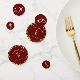 Veterinarian Graduation Maroon Gold  Confetti