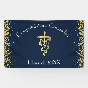 Veterinarian Graduation Navy Blue Gold Banner
